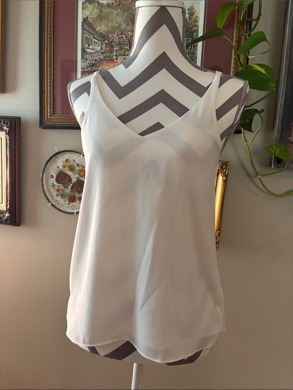 Classic V-Neck White Women's Tank Top